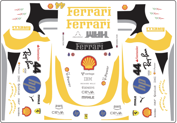 Decal Ferrari 458 #44 HamiltonTribute